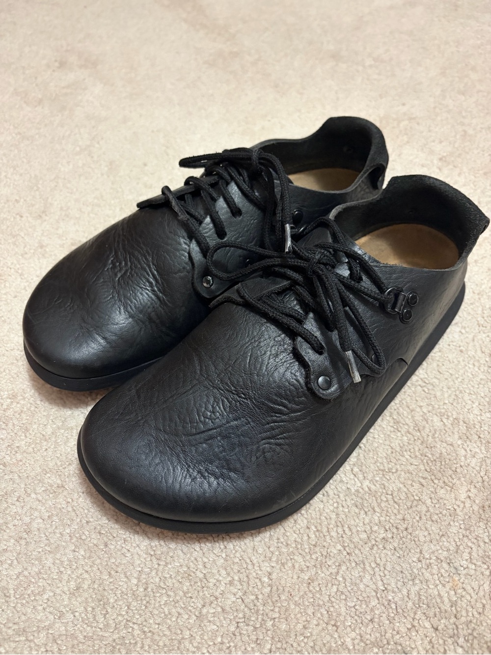 Birkenstock Maine Black Leather Lace-Up Shoes EU 40 / 260mm